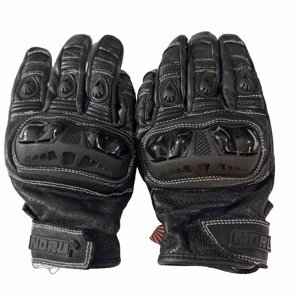 Noru Unisex Size Medium Biking Motorcycle‎ Gloves All Black W/Knuckle Protection